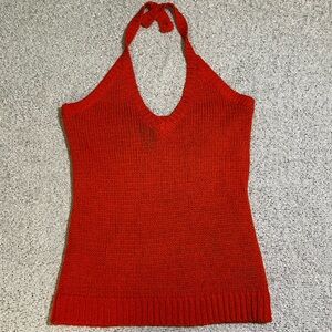 Red Halter Knit Tank Top